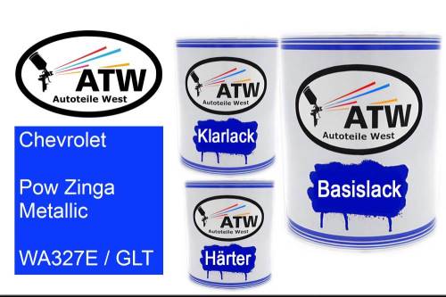 Chevrolet, Pow Zinga Metallic, WA327E / GLT: 1L Lackdose + 1L Klarlack + 500ml Härter - Set, von ATW Autoteile West.